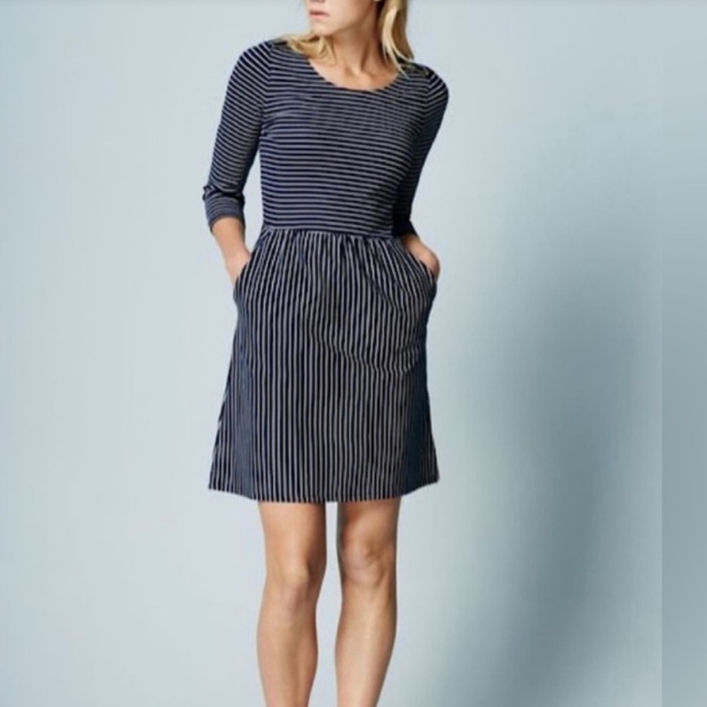 Boden Navy & White Striped Janie Dress Mini Length Size 8